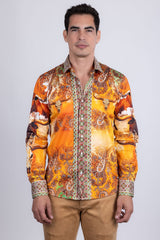Barabas Wholesale Men's Rhinestones Animal Paisley Long Sleeve Shirts 5SPR12 Multicolored
