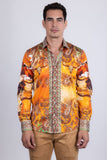 Barabas Wholesale Men's Rhinestones Animal Paisley Long Sleeve Shirts 5SPR12 Multicolored