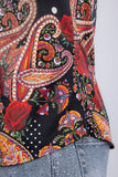 Barabas Wholesale Men's Rhinestones Floral Bull Skull Long Sleeve Shirts 5SPR13 Red