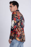 Barabas Wholesale Men's Rhinestones Floral Bull Skull Long Sleeve Shirts 5SPR13 Black