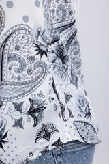 Barabas Wholesale Men's Rhinestones Floral Bull Skull Long Sleeve Shirts 5SPR13 White