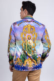 Barabas Wholesale Men's Rhinestones Floral  Judas Tadeo Long Sleeve Shirt 5SPR14 Navy