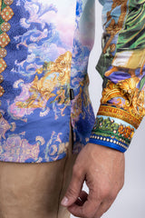 Barabas Wholesale Men's Rhinestones Floral  Judas Tadeo Long Sleeve Shirt 5SPR14 Multi