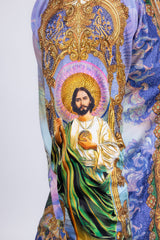 Barabas Wholesale Men's Rhinestones Floral  Judas Tadeo Long Sleeve Shirt 5SPR14 Multi