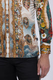 Barabas Wholesale Men's Lady of Guadalupe Rhinestones Long Sleeve Shirts 5SPR15 Mustard