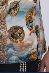 Barabas Wholesale Men's Lady of Guadalupe Rhinestones Long Sleeve Shirts 5SPR15 Gold
