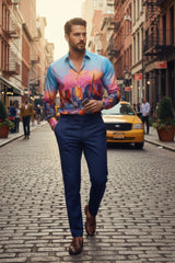Barabas Wholesale Men's New York Rhinestones Baroque Shirt 5SPR16