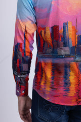 Barabas Wholesale Men's New York Rhinestones Baroque Shirt 5SPR16 Purple