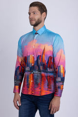 Barabas Wholesale Men's New York Rhinestones Baroque Shirt 5SPR16