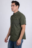 Barabas Wholesale Men's Western Casual Solid Stretch Short Sleeve Shirt 5SST10 Army Green