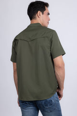 Barabas Wholesale Men's Western Casual Solid Stretch Short Sleeve Shirt 5SST10 Green