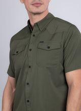 Barabas Wholesale Men's Western Casual Solid Stretch Short Sleeve Shirt 5SST10 Green
