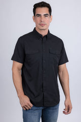 Barabas Wholesale Men's Western Casual Solid Stretch Short Sleeve Shirt 5SST10 Black