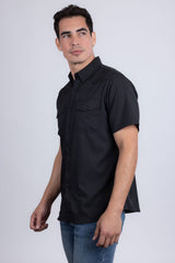Barabas Wholesale Men's Western Casual Solid Stretch Short Sleeve Shirt 5SST10 Black
