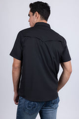 Barabas Wholesale Men's Western Casual Solid Stretch Short Sleeve Shirt 5SST10 Black