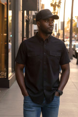 Barabas Wholesale Men's Western Casual Solid Stretch Short Sleeve Shirt 5SST10 Black