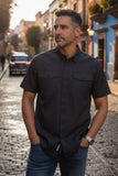 Barabas Wholesale Men's Western Casual Solid Stretch Short Sleeve Shirt 5SST10 Charcoal