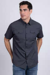 Barabas Wholesale Men's Western Casual Solid Stretch Short Sleeve Shirt 5SST10 Charcoal