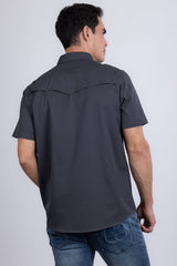 Barabas Wholesale Men's Western Casual Solid Stretch Short Sleeve Shirt 5SST10 Charcoal