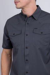 Barabas Wholesale Men's Western Casual Solid Stretch Short Sleeve Shirt 5SST10 Charcoal