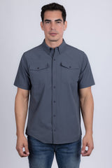 Barabas Wholesale Men's Western Casual Solid Stretch Short Sleeve Shirt 5SST10 Grey