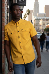 Barabas Wholesale Men's Western Casual Solid Stretch Short Sleeve Shirt 5SST10 Mustard