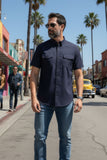 Barabas Wholesale Men's Western Casual Solid Stretch Short Sleeve Shirt 5SST10 Navy