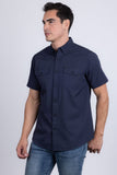 Barabas Wholesale Men's Western Casual Solid Stretch Short Sleeve Shirt 5SST10 Navy