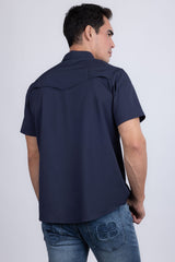 Barabas Wholesale Men's Western Casual Solid Stretch Short Sleeve Shirt 5SST10 Navy