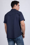 Barabas Wholesale Men's Western Casual Solid Stretch Short Sleeve Shirt 5SST10 Navy