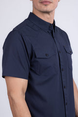 Barabas Wholesale Men's Western Casual Solid Stretch Short Sleeve Shirt 5SST10 Navy