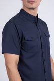 Barabas Wholesale Men's Western Casual Solid Stretch Short Sleeve Shirt 5SST10 Navy