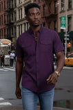 Barabas Wholesale Men's Western Casual Solid Stretch Short Sleeve Shirt 5SST10 Purple