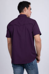 Barabas Wholesale Men's Western Casual Solid Stretch Short Sleeve Shirt 5SST10 Purple