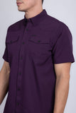 Barabas Wholesale Men's Western Casual Solid Stretch Short Sleeve Shirt 5SST10 Purple