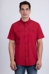 Barabas Wholesale Men's Western Casual Solid Stretch Short Sleeve Shirt 5SST10 Red