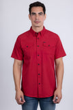 Barabas Wholesale Men's Western Casual Solid Stretch Short Sleeve Shirt 5SST10 Red