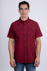 Barabas Wholesale Men's Western Casual Solid Stretch Short Sleeve Shirt 5SST10 Red