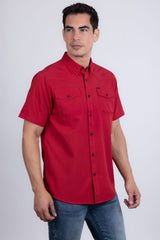 Barabas Wholesale Men's Western Casual Solid Stretch Short Sleeve Shirt 5SST10 Red
