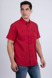 Barabas Wholesale Men's Western Casual Solid Stretch Short Sleeve Shirt 5SST10 Red