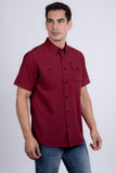 Barabas Wholesale Men's Western Casual Solid Stretch Short Sleeve Shirt 5SST10 Red