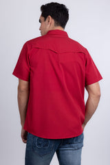 Barabas Wholesale Men's Western Casual Solid Stretch Short Sleeve Shirt 5SST10 Red