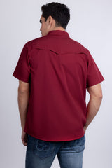 Barabas Wholesale Men's Western Casual Solid Stretch Short Sleeve Shirt 5SST10 Red