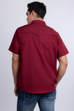 Barabas Wholesale Men's Western Casual Solid Stretch Short Sleeve Shirt 5SST10 Red
