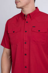 Barabas Wholesale Men's Western Casual Solid Stretch Short Sleeve Shirt 5SST10 Red