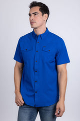 Barabas Wholesale Men's Western Casual Solid Stretch Short Sleeve Shirt 5SST10 Royal