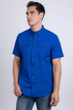Barabas Wholesale Men's Western Casual Solid Stretch Short Sleeve Shirt 5SST10 Royal