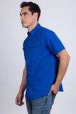 Barabas Wholesale Men's Western Casual Solid Stretch Short Sleeve Shirt 5SST10 Royal