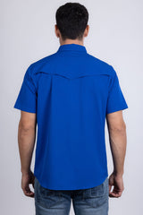 Barabas Wholesale Men's Western Casual Solid Stretch Short Sleeve Shirt 5SST10 Royal