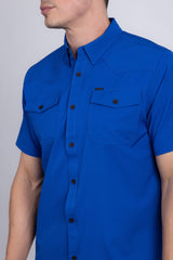 Barabas Wholesale Men's Western Casual Solid Stretch Short Sleeve Shirt 5SST10 Royal